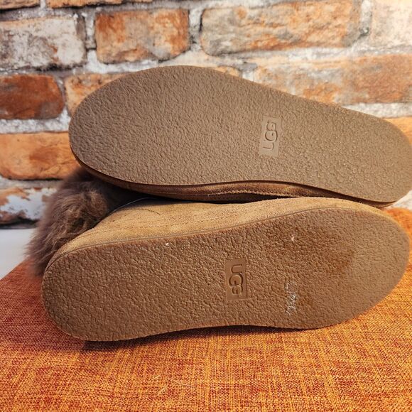 UGG ANTOINE Women Brown Fur Suede Lace-up Zipper Sneaker Boots Y2K Women Size 10 - Picture 6 of 11